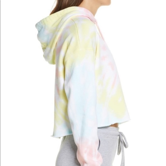 Bella Canvas Cropped Hoodie Sweatshirt Tie Dye Rainbow - Picture 6 of 10